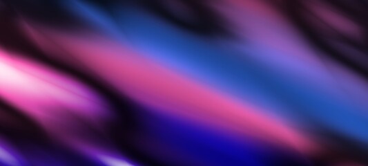 Fototapete - Dark blue digital abstract background with ultraviolet neon glow, blurry light lines, waves