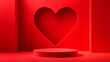 © Scenic Vault  - 3D valentine day background with pink, red, white cylinder pedestal podium. Mock up stand for product presentation. 3D Render. St valentines day promotion concept.