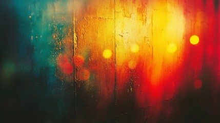 Poster - Flashes of vibrant colors merge and swirl, creating an enchanting interplay of light on a dark background. Soft glows and blurred reflections add depth and intrigue to the captivating atmosphere