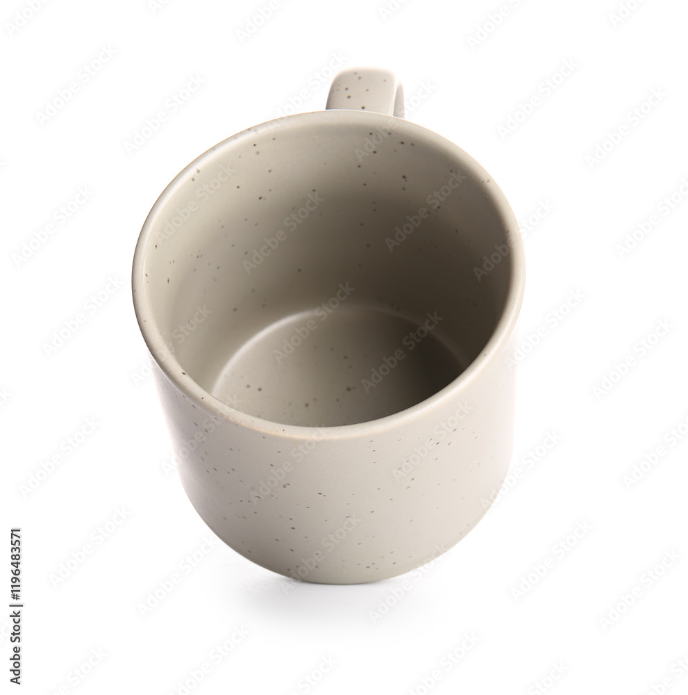 Empty ceramic mug isolated on white background