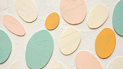 Poster - Gentle ovals in soft pastel hues dance across a textured backdrop, inspiring tranquility and minimalism in a delightful visual arrangement. The soothing colors invite calmness