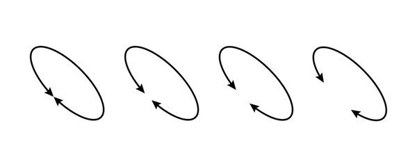 Wall Mural - oval circle double arrow icons set. ellipse orbit line arrow symbol. oval circumference sign. vector