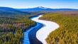© Indatul - Frozen River Winding Through Winter Forest