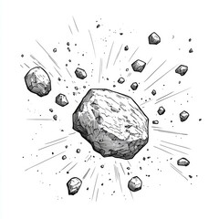Wall Mural - cosmic collision: a dramatic depiction of a meteoroid exploding in space. a captivating monochrome i