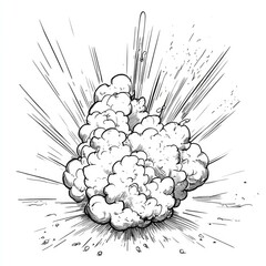 Wall Mural - dynamic explosion: black and white comic book style smoke burst - high-resolution graphic resource