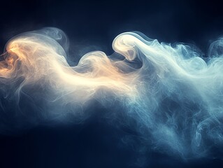 Fototapete - Blue smoke creating abstract shapes on black background