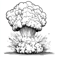 Wall Mural - intense black and white explosion: dynamic smoke burst comic effect - vector graphic