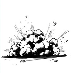 Wall Mural - intense black and white explosion: dynamic smoke cloud burst - vector graphic