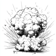 Wall Mural - intense black and white explosion illustration: dynamic smoke burst effect - vector graphic