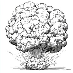 Wall Mural - intense black and white explosion illustration: dynamic smoke burst, powerful energy, graphic design
