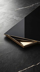 Poster - Intricate sharp angles and contrasting surfaces blend together in a display of modern design. The gleaming black and gold elements create a striking visual effect, emphasizing elegance and creativity