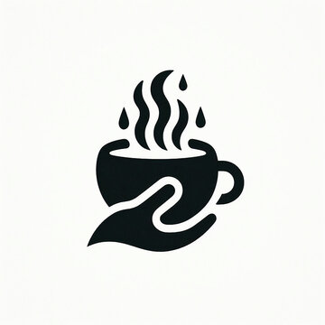 Minimal coffee logo black silhouette on white background
