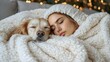 © Yeni - A young woman is sleeping with her pet dog