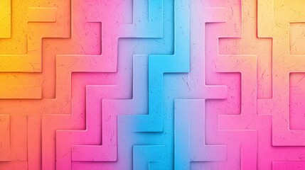 Poster - Colorful abstract geometric background pattern with textured zigzag shapes in vibrant pink and blue hues