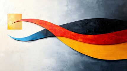 Poster - Abstract wave design with colorful flowing lines creating dynamic movement against a textured background