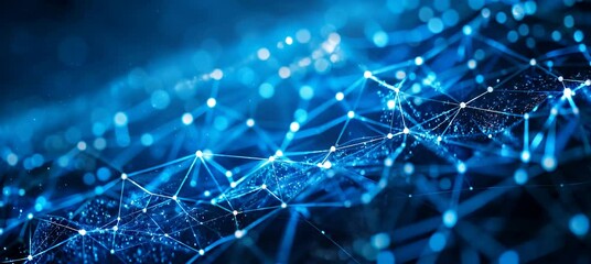 Fototapete - Abstract virtual digital network structure cyberspace. Generative video AI technology.	
