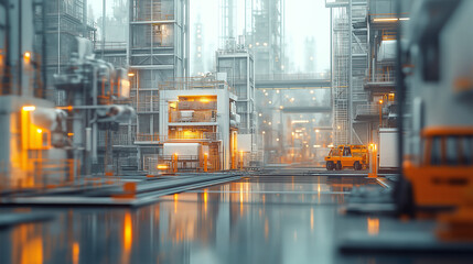 Poster - futuristic background with technological elements and building structures . Generative AI