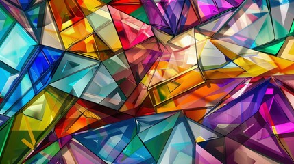 Poster - Colorful Abstract Geometric Design with Cubes and Triangles