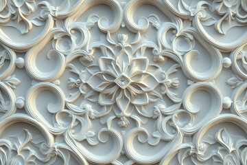 Poster - Sophisticated classical 3d pattern. Ancient ornament. Background image. Created with Generative AI technology.