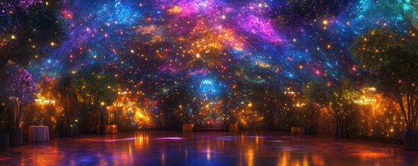 Wall Mural - cosmic nebula, galaxy, stars, colorful space, abstract universe, vibrant colors, digital art, celest