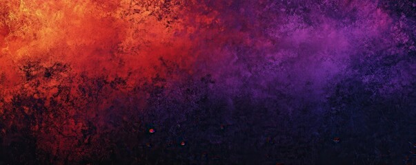 Wall Mural - dark noisy grainy background purple orange black abstract glowing shape poster header cover backdrop