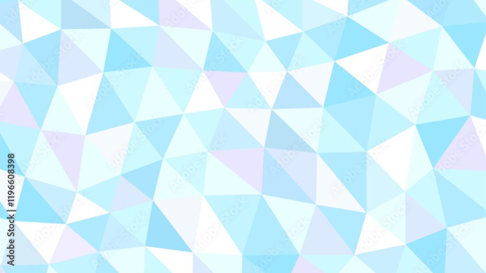 水色と紫と白の淡い色合いのポリゴンの背景イラスト　アスペクト比16：9バージョン