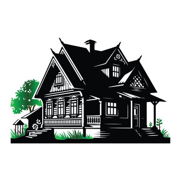 village house vector on a set design with white background