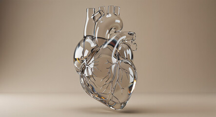 Poster - transparent glass heart . Generative AI