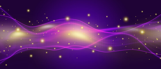 Wall Mural - Abstract dark purple gradient background with curved lines and copy space. Graphic illustration, purple wallpaper. Template for a website, cover, and background design.