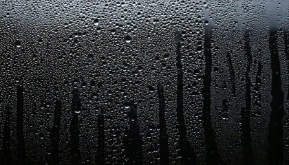 Wall Mural - closeup view capturing the intricate condensation of fog on a window glass surface, showcasing the d