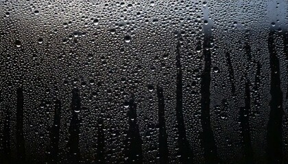 Wall Mural - closeup view capturing the intricate condensation of fog on a window glass surface, showcasing the d
