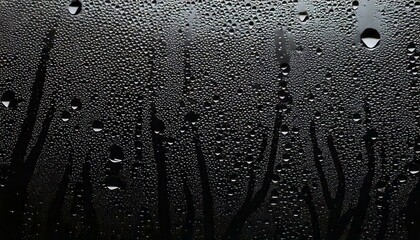 Wall Mural - closeup view capturing the intricate condensation of fog on a window glass surface, showcasing the d