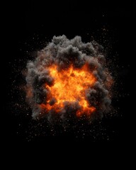 Poster - Cosmic dust explosion in space digital artwork dramatic fire and smoke dark background high-impact visual concept