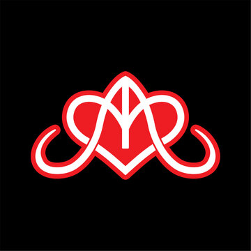 Logo A with a combination of love design, heart logo and letters A AA G A E