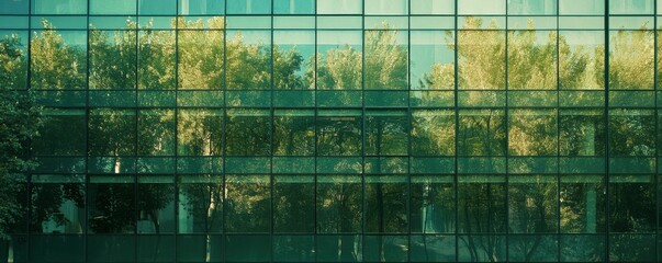 Wall Mural - exemplifying the esg - environmental, social, governance concept, a corporate glass building facade 