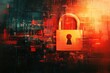 © Lubos Chlubny - Padlock securing glowing red and black abstract digital background