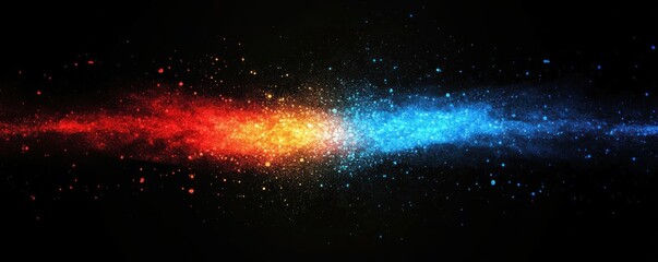 Wall Mural - grainy noise texture background, blue red orange abstract vibrant glowing color gradient shape on bl