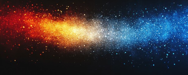 Wall Mural - grainy noise texture background, blue red orange abstract vibrant glowing color gradient shape on bl