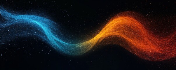 Wall Mural - grainy noise texture background, blue red orange abstract vibrant glowing color gradient shape on bl