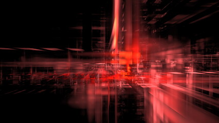 Fototapete - Colorful red lines blur and intersect against a dark backdrop, creating a sense of motion and energy. artwork evokes a futuristic atmosphere, stimulating visual interest and imagination. 3d render