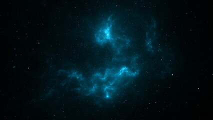Wall Mural - bright blue nebula illuminates the vast expanse of space, surrounded by a backdrop of countless star