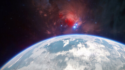 Wall Mural - breathtaking perspective of earth from outer space reveals detailed planetary features, while vibran