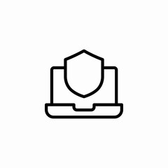 Poster - laptop shield protection icon vector sign