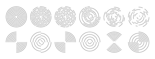 Circular Ripple Set Vector Icons 