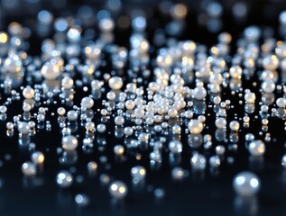 Fototapete - 3D render featuring a large number of abstract spheroids in various colors, with a dark background, creating a visually striking and intricate composition.