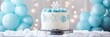 © Sasikala - Snowy Winter Cake with Blue Accents and Snowflake Decorations