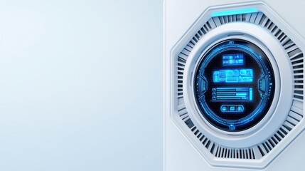 Poster - Futuristic Control Panel Design with Circular Display and Blue Lights