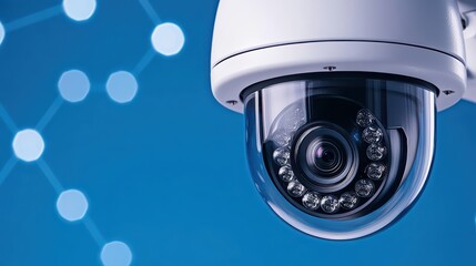 Poster - High-Resolution Dome Security Camera with Blue Background Effect