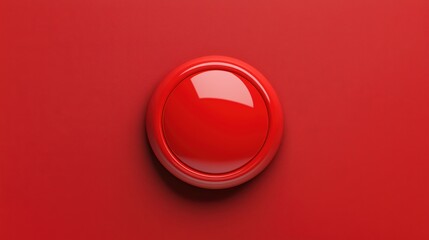 Poster - Vibrant Red Button on Smooth Red Background with Glossy Finish