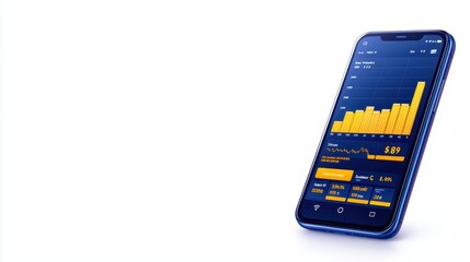 Poster - Mobile Phone Displaying Financial Data and Stock Market Trends